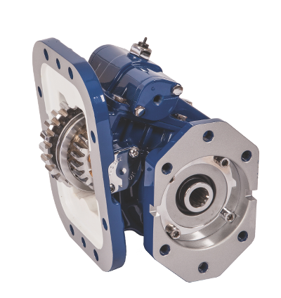An image of the TG Series PTO that is blue in color and silver due to its aluminum housing.